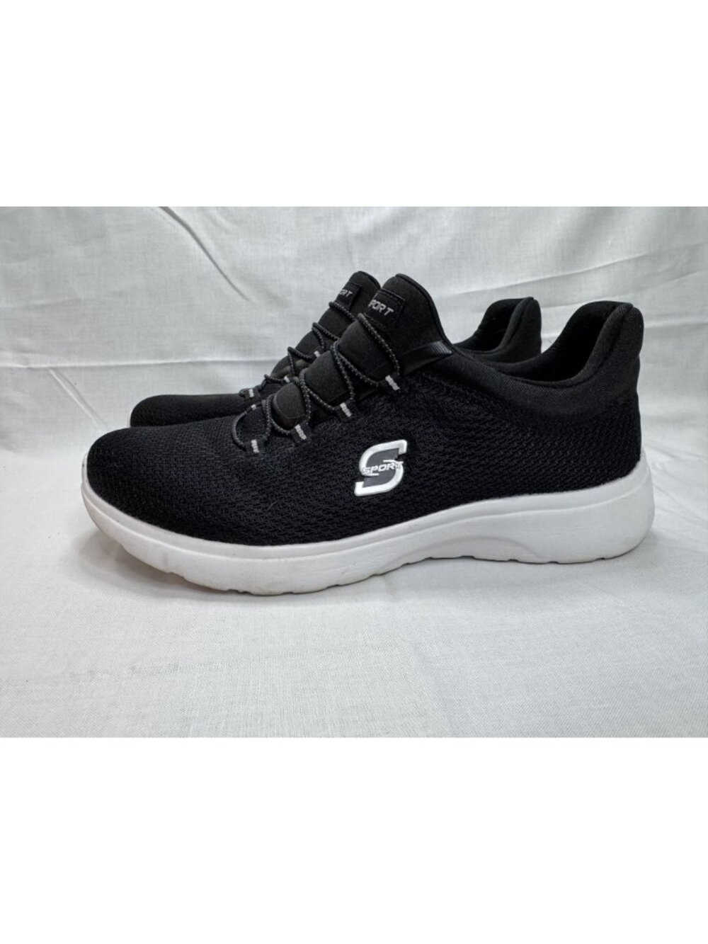 S Sport by Skechers Black Memory Foam Sneakers 7.5 Slip On No Tie Shoes - Picture 3 of 6
